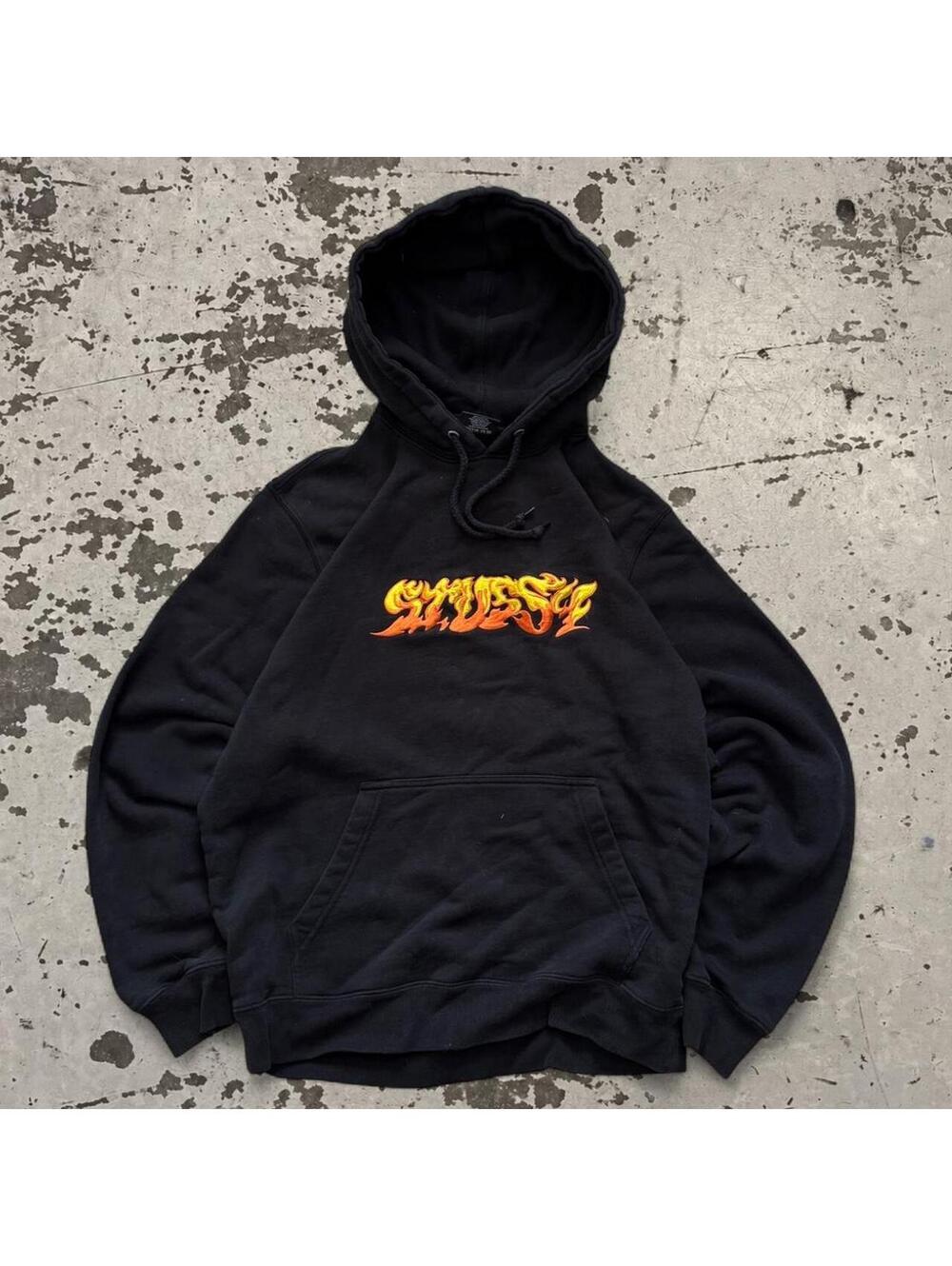 Mens Stussy Flame Embroidered Hoodie Size M